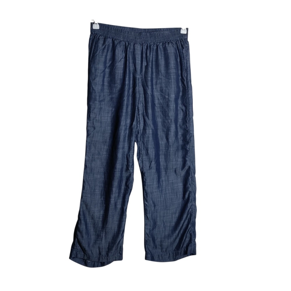 J. Jill Denim Tencel Lyocell Wide Leg Pants Petite XS Blue Elastic Waist Relaxed